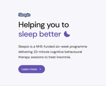 Sleepio card: Helping you to sleep better, an NHS-funded six-week programme