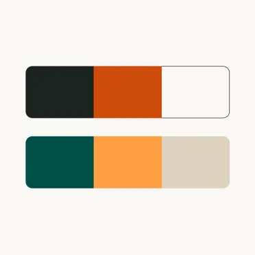 The Fifth Dimension palette: charcoal green, saturated orange and warm neutrals over deep teal, orange and sand