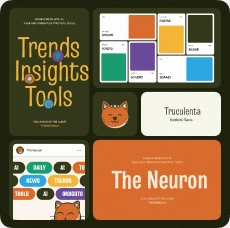 The Neuron brand identity with colour palette, typography and cat mascot