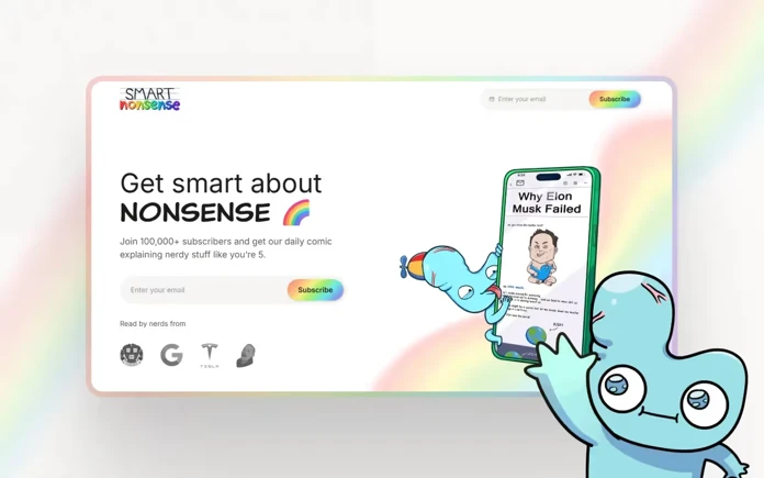 Smart Nonsense website homepage with the headline Get smart about NONSENSE